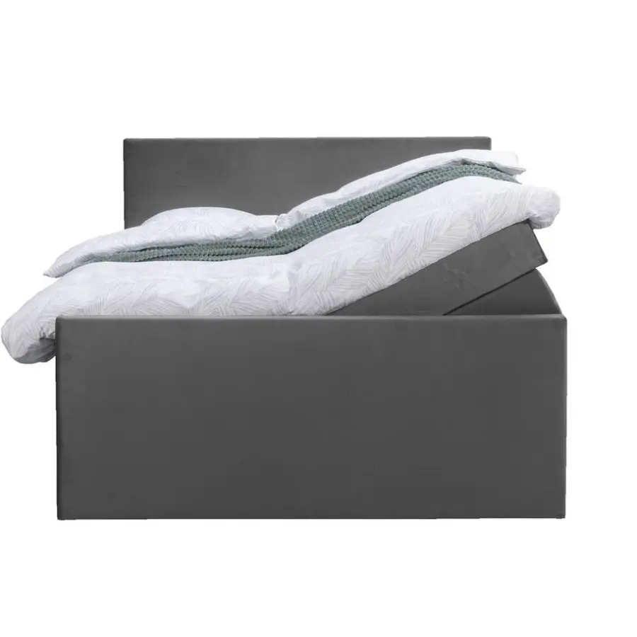 2-Persoons Boxsprings-Leen Bakker Boxspring met opbergruimte en voetbord Liv egaal - grijs - 140x200cm