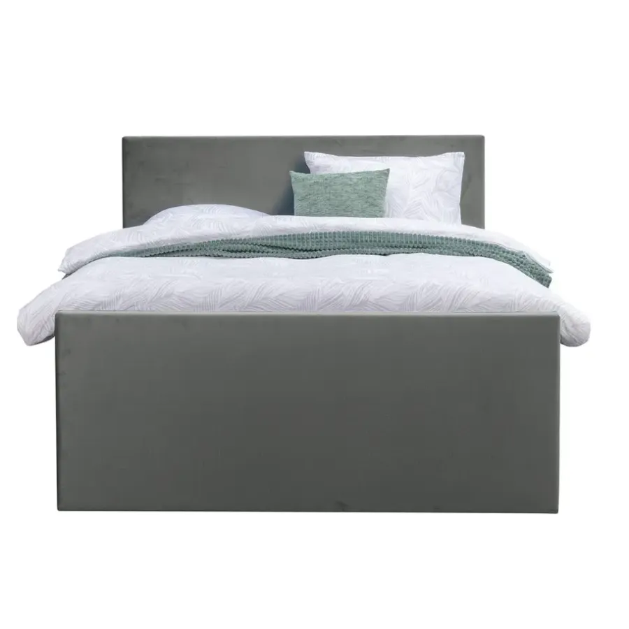 2-Persoons Boxsprings-Leen Bakker Boxspring met opbergruimte en voetbord Liv egaal - grijs - 140x200cm