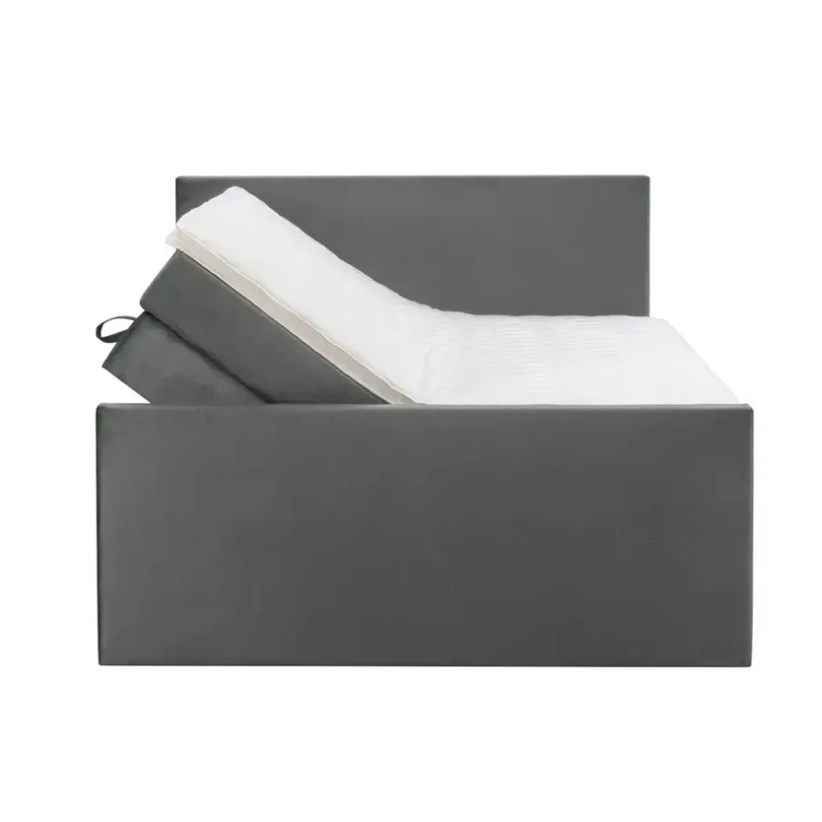 2-Persoons Boxsprings-Leen Bakker Boxspring met opbergruimte en voetbord Liv egaal - grijs - 140x200cm