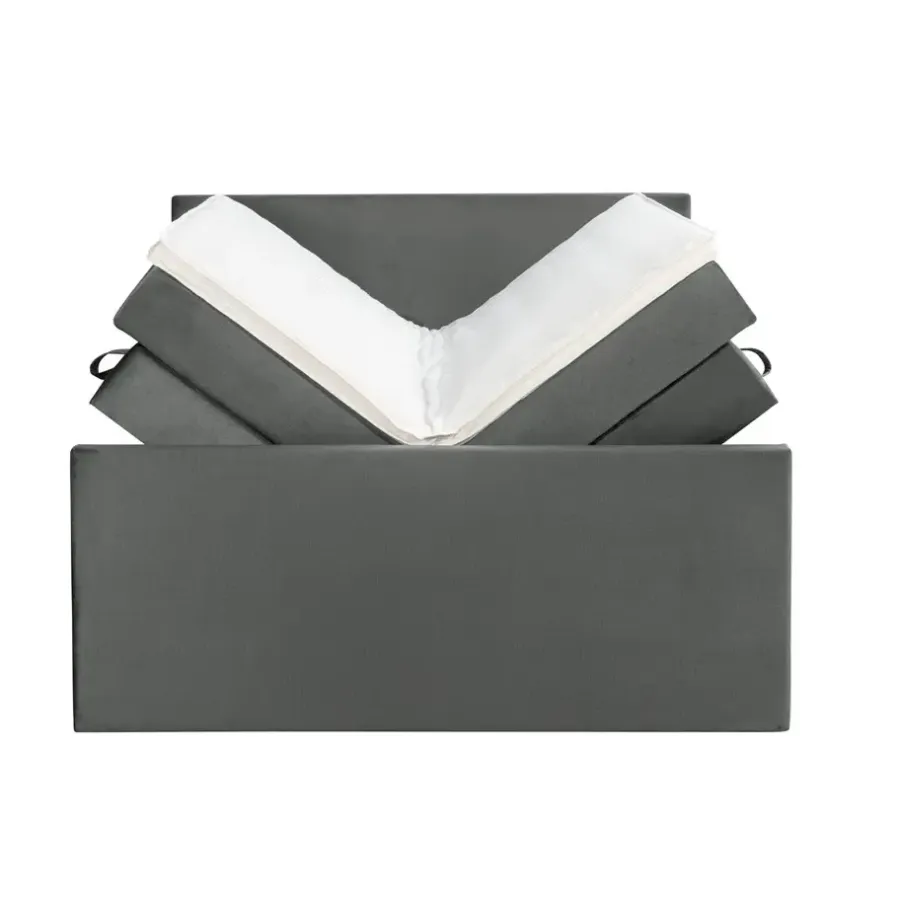 2-Persoons Boxsprings-Leen Bakker Boxspring met opbergruimte en voetbord Liv egaal - grijs - 140x200cm