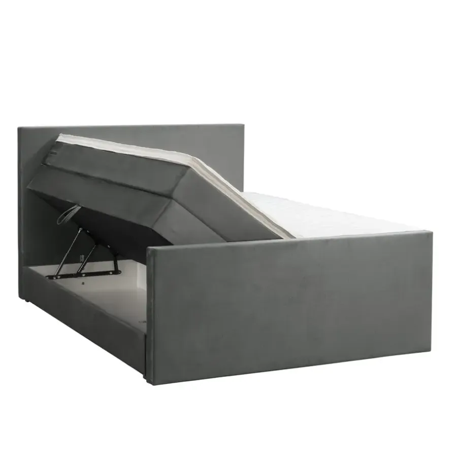 2-Persoons Boxsprings-Leen Bakker Boxspring met opbergruimte en voetbord Liv egaal - grijs - 140x200cm