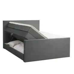 2-Persoons Boxsprings-Leen Bakker Boxspring met opbergruimte en voetbord Liv egaal - grijs - 140x200cm