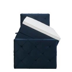 Leen Bakker Boxspring met opbergruimte en voetbord Liv geruit - blauw - 90x200cm