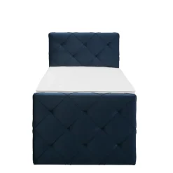 Leen Bakker Boxspring met opbergruimte en voetbord Liv geruit - blauw - 90x200cm