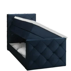 Leen Bakker Boxspring met opbergruimte en voetbord Liv geruit - blauw - 90x200cm