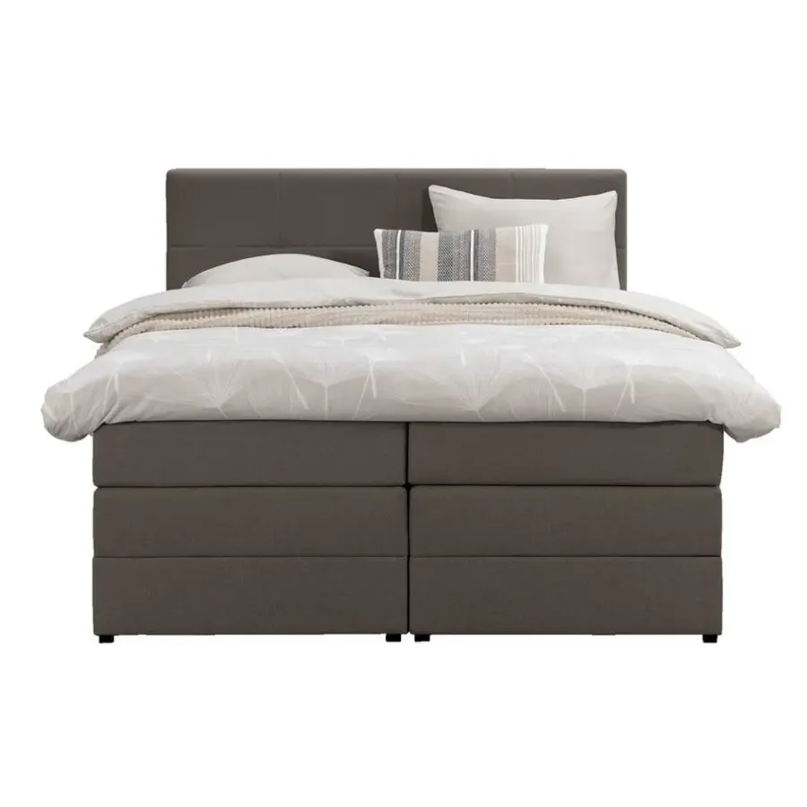 2-Persoons Boxsprings-Leen Bakker Boxspring met opbergruimte Liv geblokt - donkerbruin - 180x200 cm