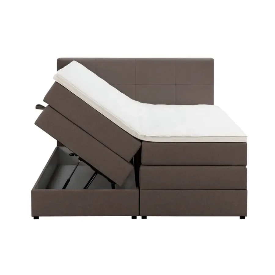 2-Persoons Boxsprings-Leen Bakker Boxspring met opbergruimte Liv geblokt - donkerbruin - 180x200 cm