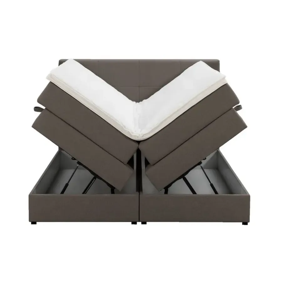 2-Persoons Boxsprings-Leen Bakker Boxspring met opbergruimte Liv geblokt - donkerbruin - 180x200 cm