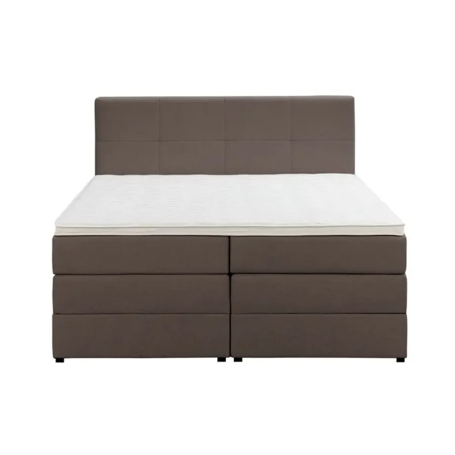 2-Persoons Boxsprings-Leen Bakker Boxspring met opbergruimte Liv geblokt - donkerbruin - 180x200 cm