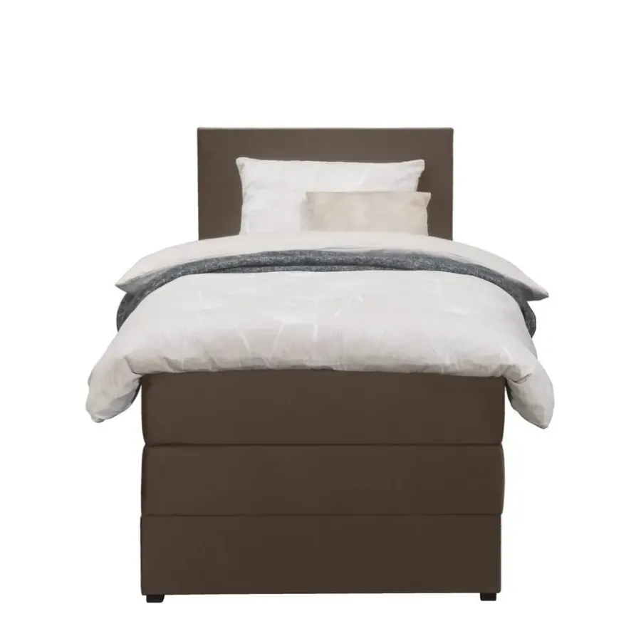 1-Persoons Boxsprings-Leen Bakker Boxspring met opbergruimte Liv egaal - bruin - 90x200 cm
