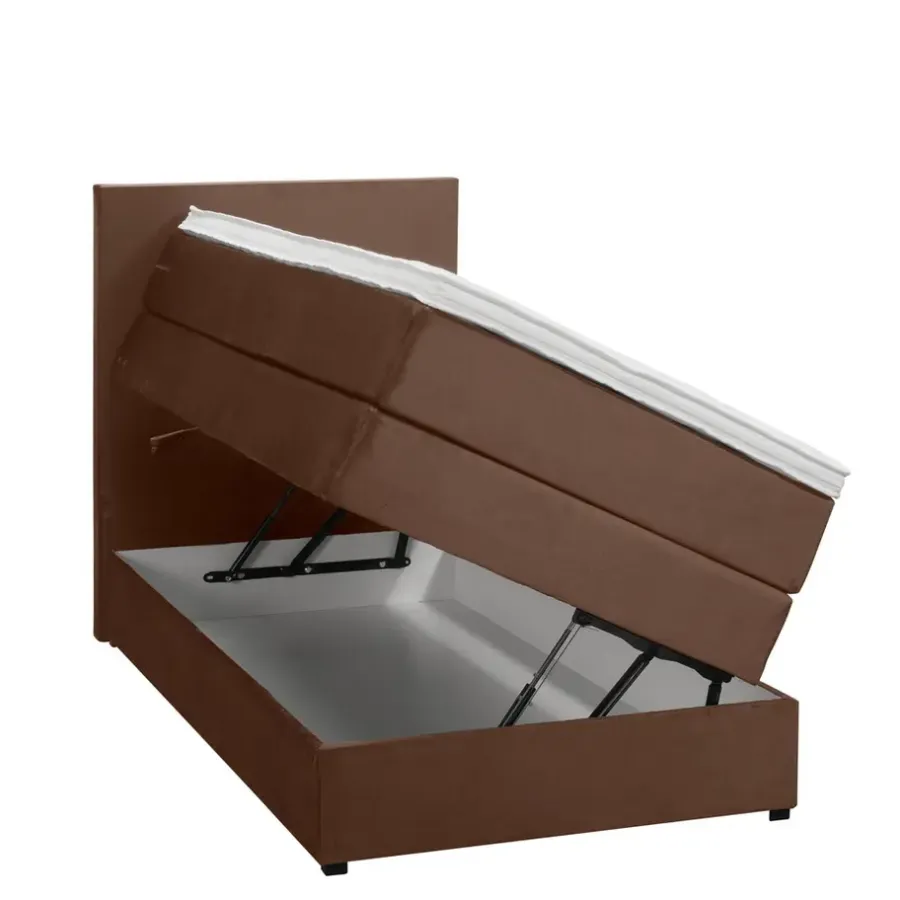 1-Persoons Boxsprings-Leen Bakker Boxspring met opbergruimte Liv egaal - bruin - 90x200 cm