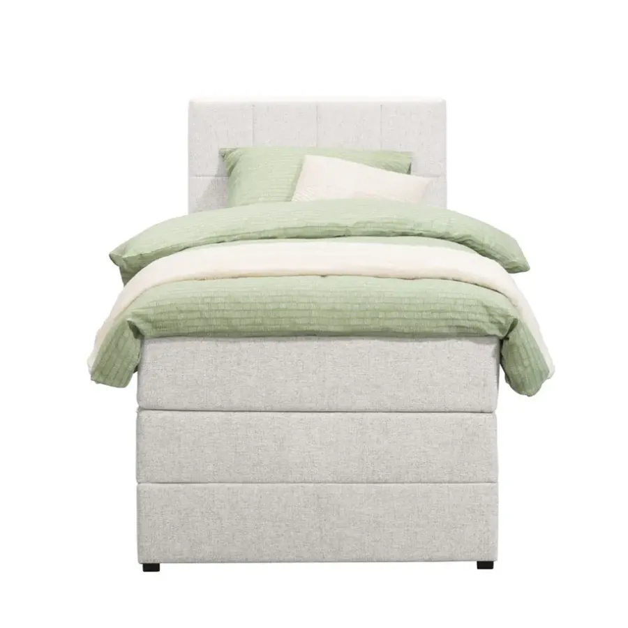 1-Persoons Boxsprings-Leen Bakker Boxspring met opbergruimte Liv geblokt - ecru - 90x200 cm