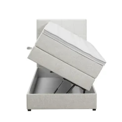 1-Persoons Boxsprings-Leen Bakker Boxspring met opbergruimte Liv geblokt - ecru - 90x200 cm
