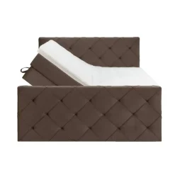 2-Persoons Boxsprings-Leen Bakker Boxspring met opbergruimte en voetbord Liv geruit - bruin - 140x200cm