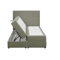 1-Persoons Boxsprings-Leen Bakker Boxspring met opbergruimte Liv geblokt - groen - 120x200 cm
