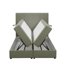 1-Persoons Boxsprings-Leen Bakker Boxspring met opbergruimte Liv geblokt - groen - 120x200 cm