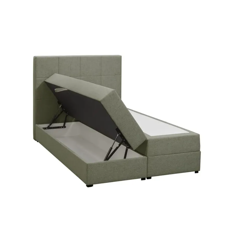 1-Persoons Boxsprings-Leen Bakker Boxspring met opbergruimte Liv geblokt - groen - 120x200 cm