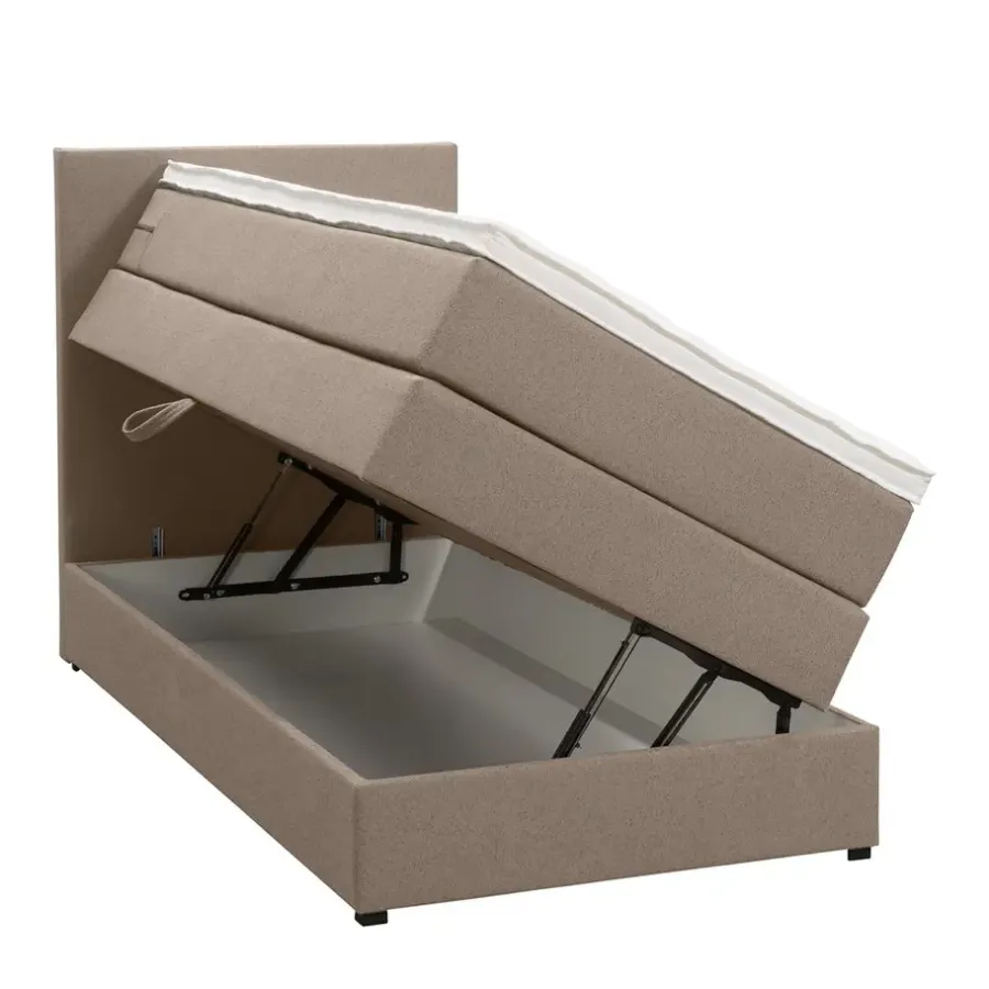 Leen Bakker Boxspring met opbergruimte Liv egaal - beige - 90x200 cm
