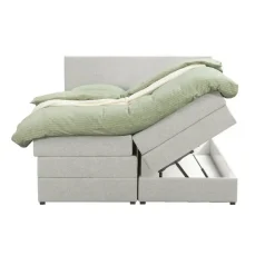 Leen Bakker Boxspring met opbergruimte Liv egaal - ecru - 140x200 cm