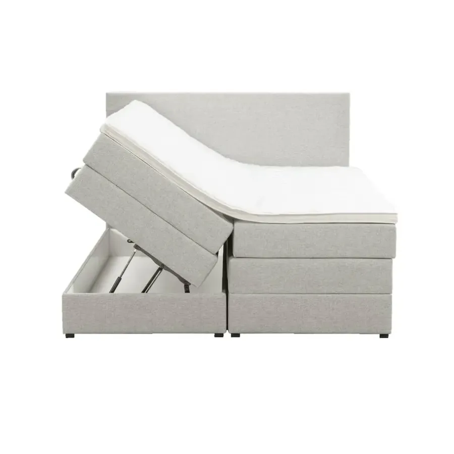 Leen Bakker Boxspring met opbergruimte Liv egaal - ecru - 140x200 cm