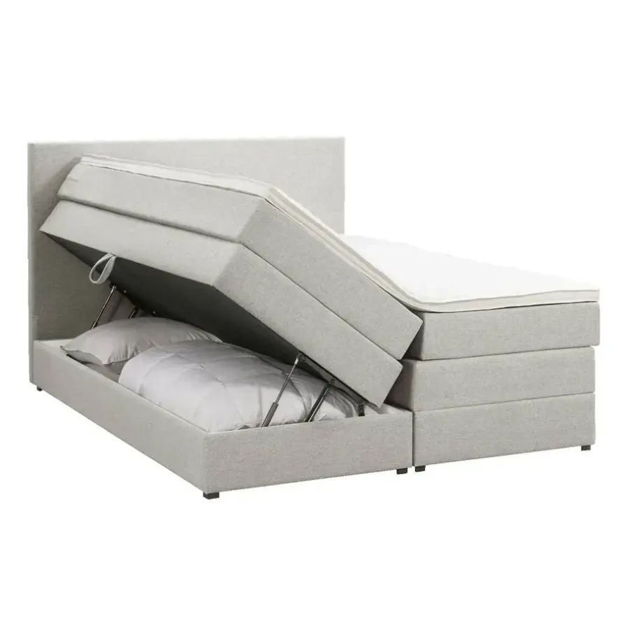 Leen Bakker Boxspring met opbergruimte Liv egaal - ecru - 140x200 cm
