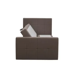 1-Persoons Boxsprings-Leen Bakker Boxspring met opbergruimte en voetbord Liv geblokt - donkerbruin - 120x200cm