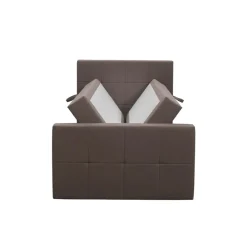 1-Persoons Boxsprings-Leen Bakker Boxspring met opbergruimte en voetbord Liv geblokt - donkerbruin - 120x200cm