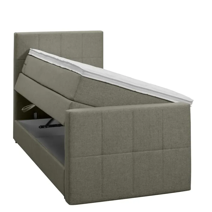 Leen Bakker Boxspring met opbergruimte en voetbord Liv geblokt - groen - 90x200cm