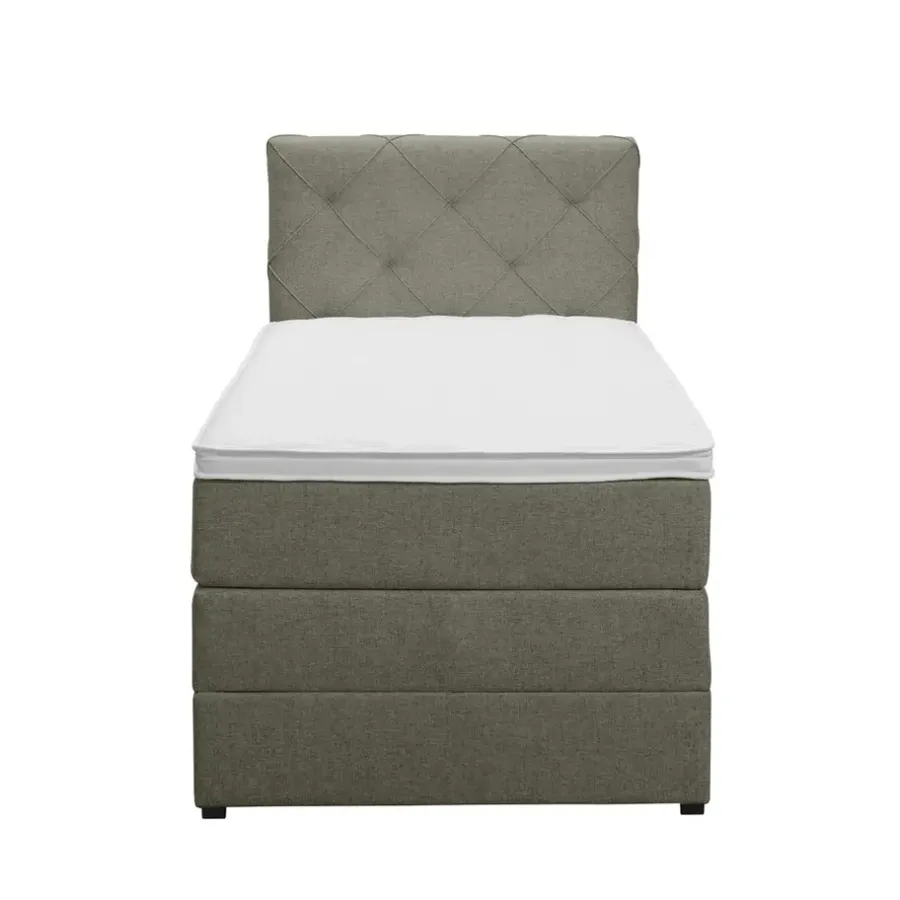 Leen Bakker Boxspring met opbergruimte Liv geruit - groen - 90x200 cm