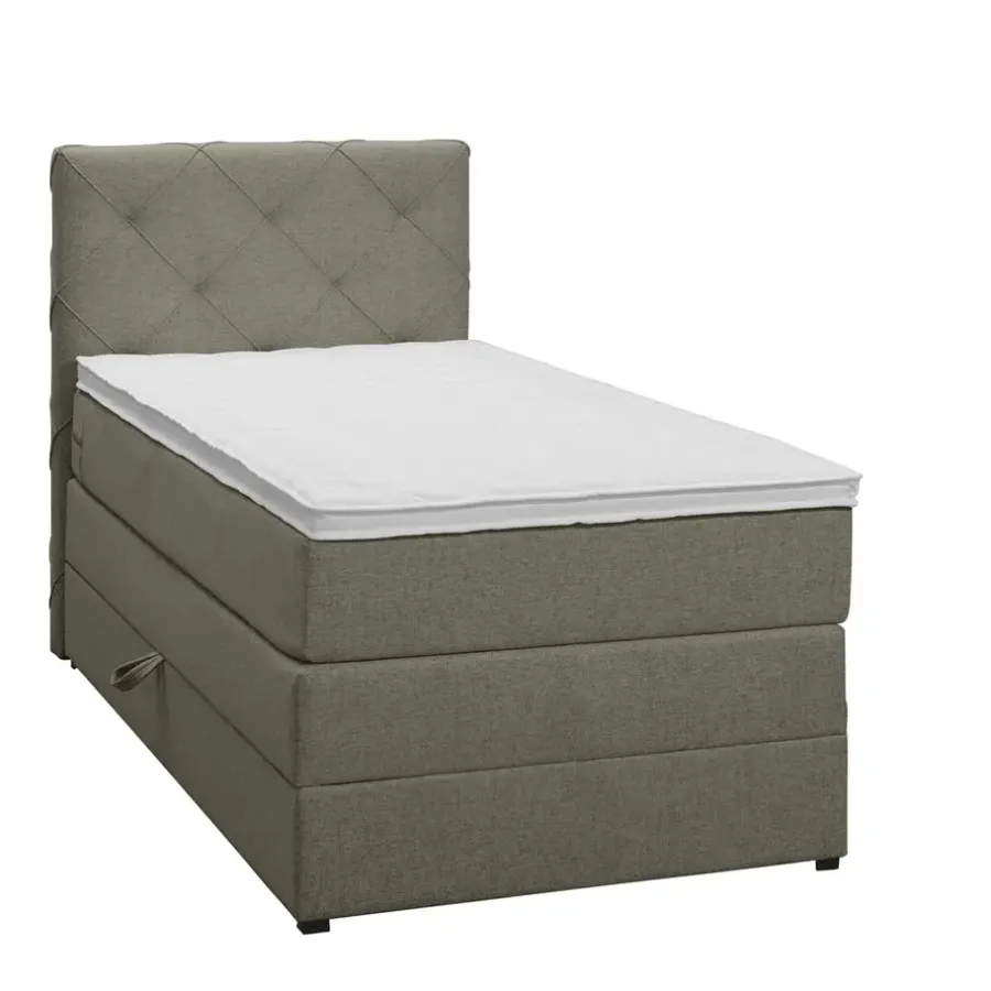 Leen Bakker Boxspring met opbergruimte Liv geruit - groen - 90x200 cm