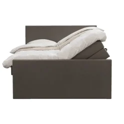 Leen Bakker Boxspring met opbergruimte en voetbord Liv egaal - donkerbruin - 140x200cm