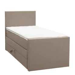 Leen Bakker Boxspring met opbergruimte en voetbord Liv egaal - beige - 90x200cm