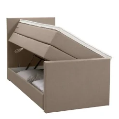 Leen Bakker Boxspring met opbergruimte en voetbord Liv egaal - beige - 90x200cm