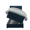 Leen Bakker Boxspring met opbergruimte Liv geruit - blauw - 90x200 cm