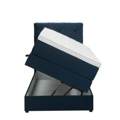 Leen Bakker Boxspring met opbergruimte Liv geruit - blauw - 90x200 cm
