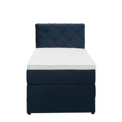 Leen Bakker Boxspring met opbergruimte Liv geruit - blauw - 90x200 cm