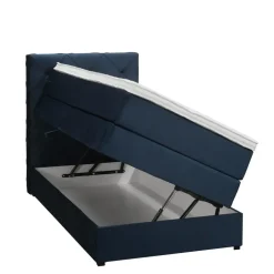 Leen Bakker Boxspring met opbergruimte Liv geruit - blauw - 90x200 cm