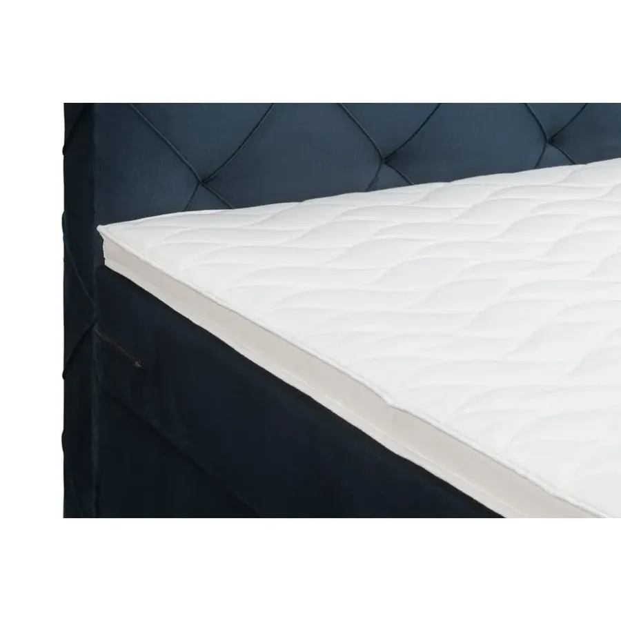 Leen Bakker Boxspring met opbergruimte Liv geruit - blauw - 90x200 cm