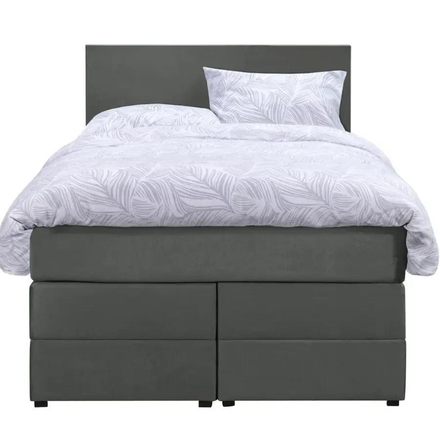 Leen Bakker Boxspring met opbergruimte Liv egaal - grijs - 120x200 cm