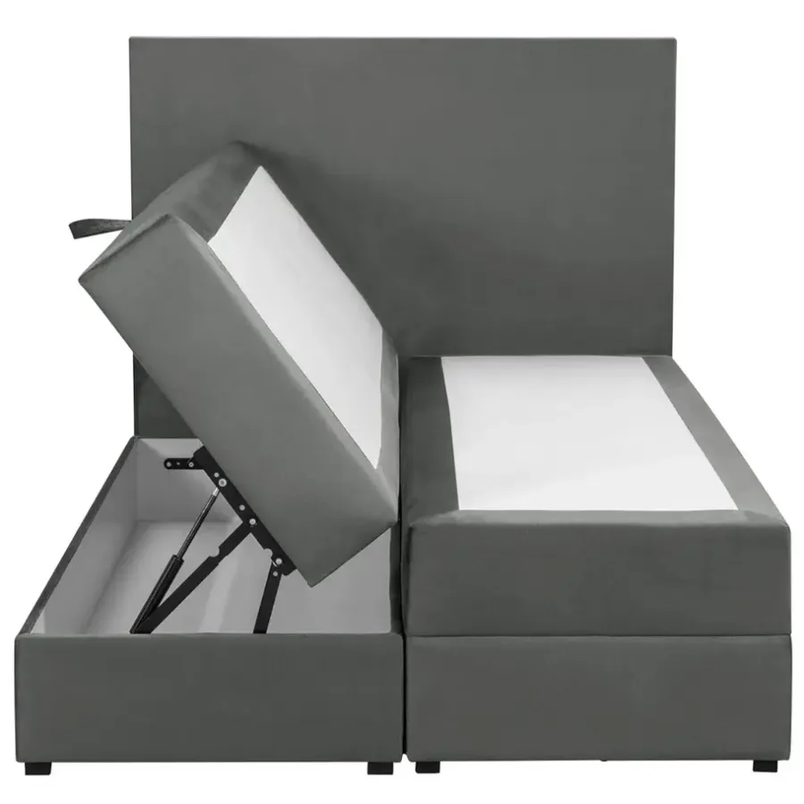 Leen Bakker Boxspring met opbergruimte Liv egaal - grijs - 120x200 cm
