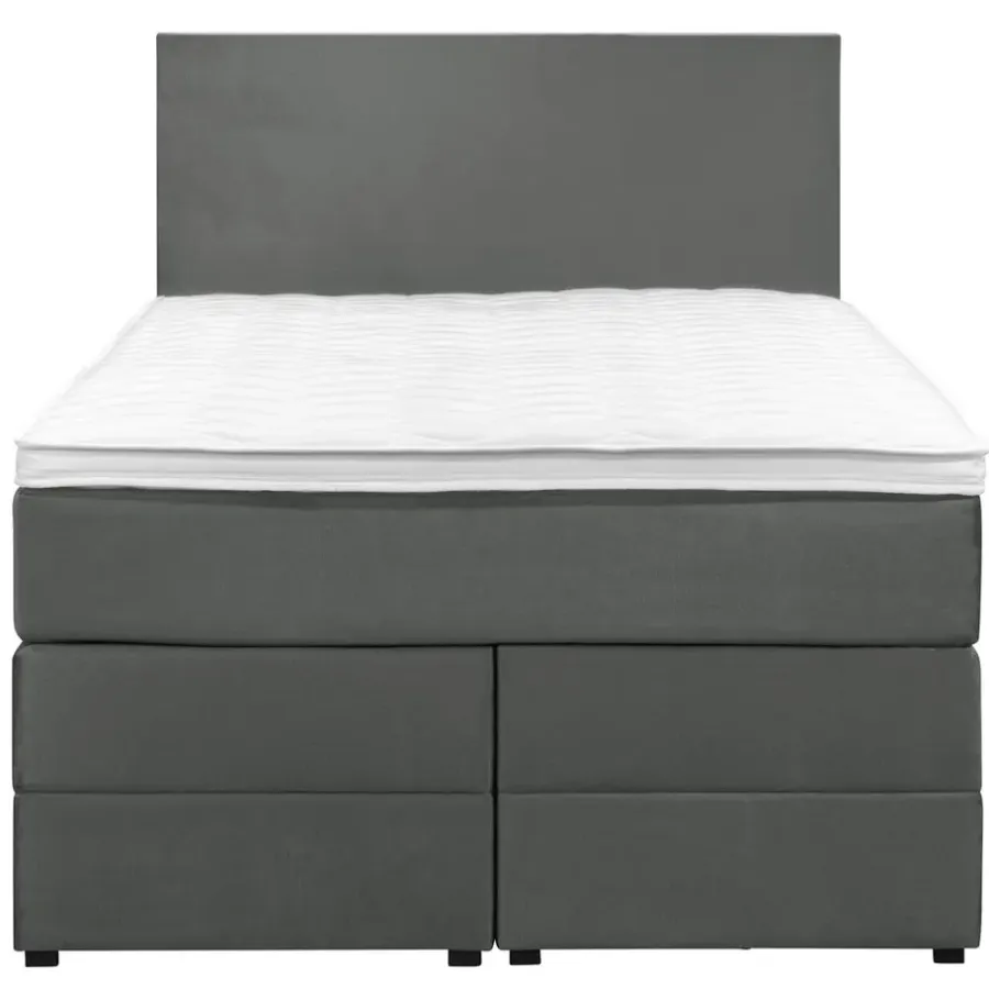 Leen Bakker Boxspring met opbergruimte Liv egaal - grijs - 120x200 cm