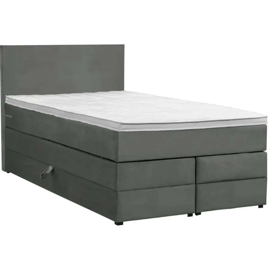 Leen Bakker Boxspring met opbergruimte Liv egaal - grijs - 120x200 cm