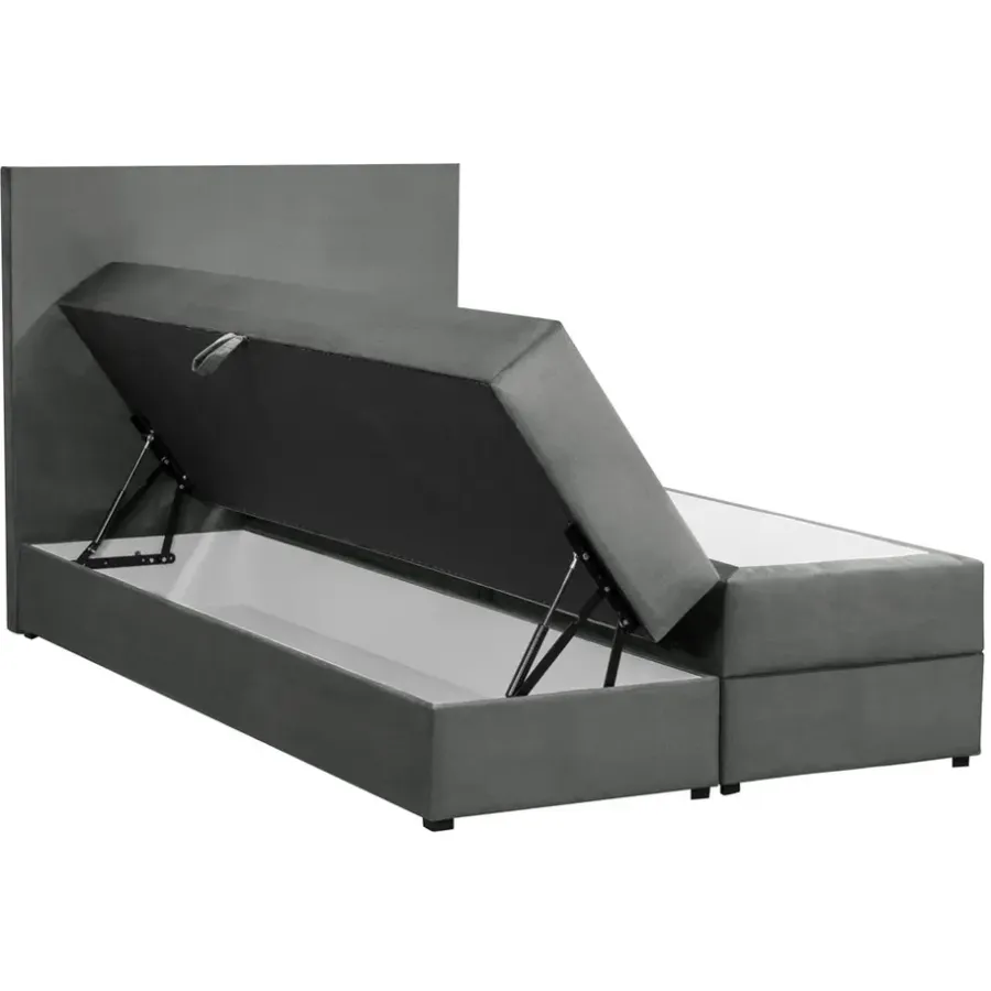 Leen Bakker Boxspring met opbergruimte Liv egaal - grijs - 120x200 cm