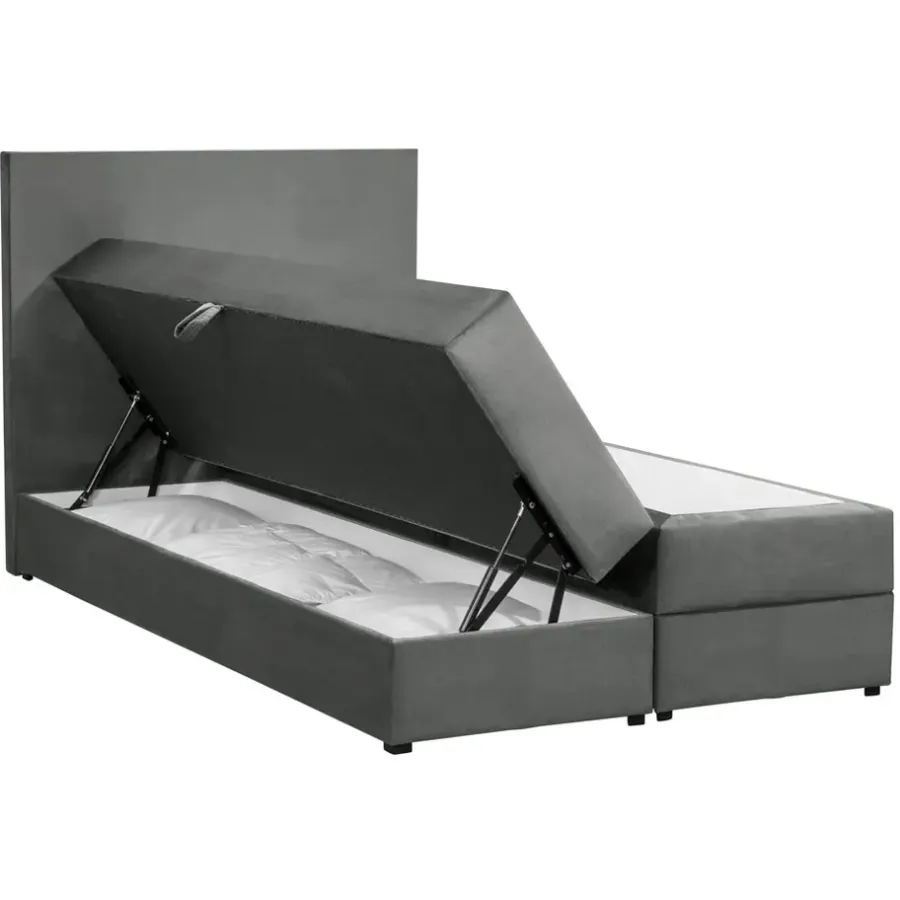 Leen Bakker Boxspring met opbergruimte Liv egaal - grijs - 120x200 cm