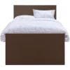 1-Persoons Boxsprings-Leen Bakker Boxspring met opbergruimte en voetbord Liv egaal - bruin - 120x200cm