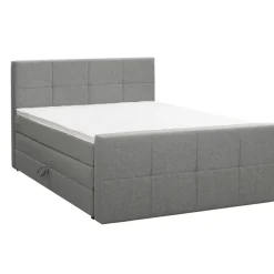 Leen Bakker Boxspring met opbergruimte en voetbord Liv geblokt - lichtgrijs - 180x200cm