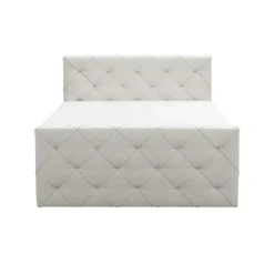 2-Persoons Boxsprings-Leen Bakker Boxspring met opbergruimte en voetbord Liv geruit - ecru - 180x200cm
