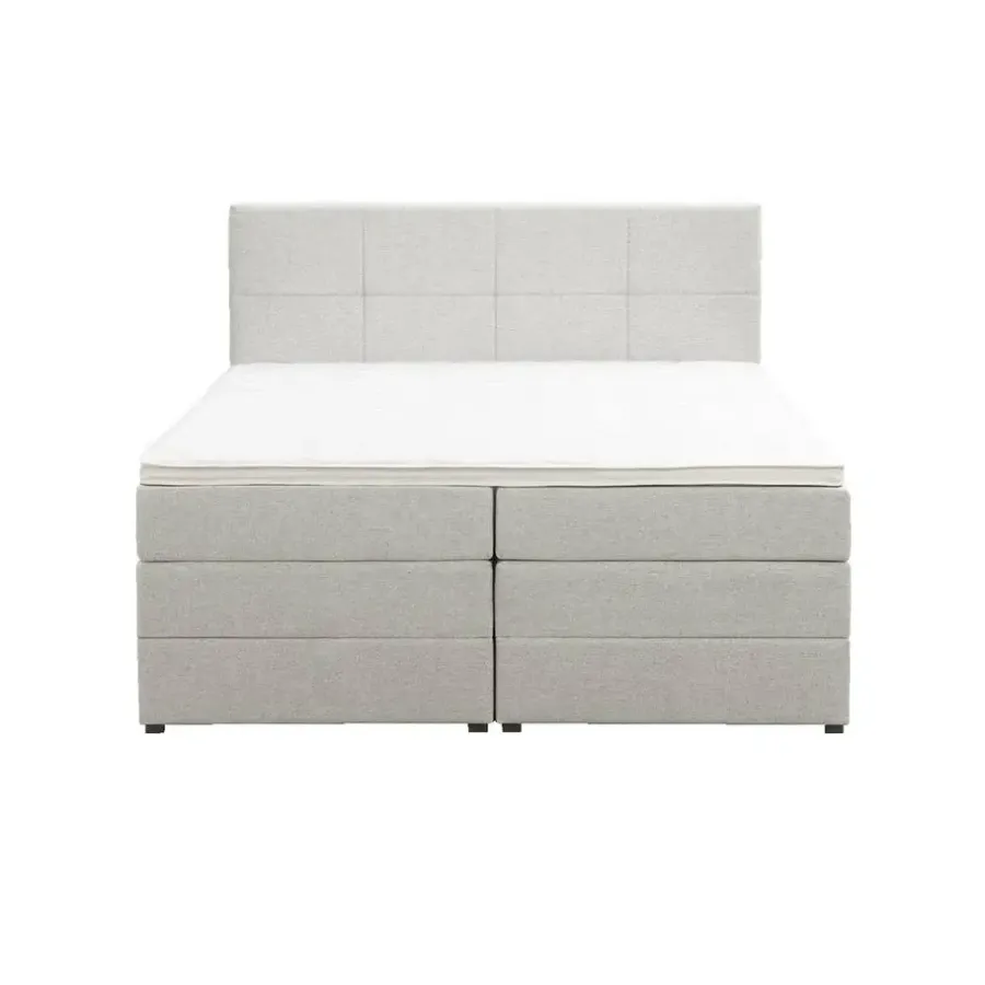 Leen Bakker Boxspring met opbergruimte Liv geblokt - ecru - 180x200 cm