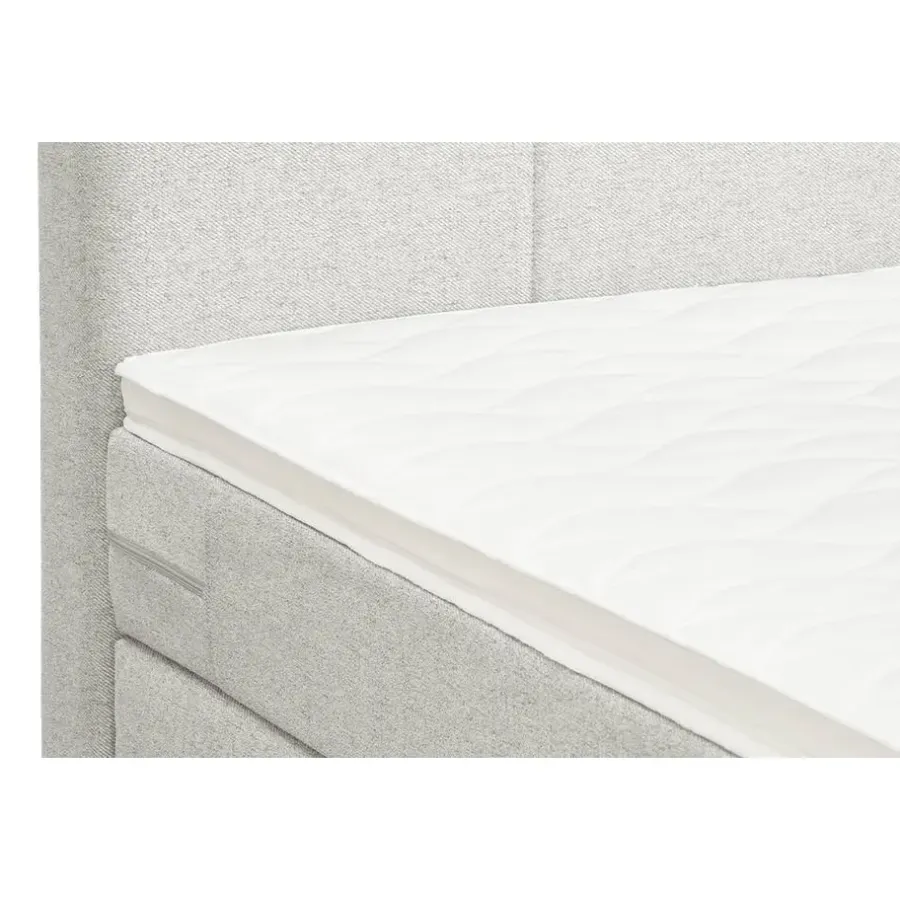 Leen Bakker Boxspring met opbergruimte Liv geblokt - ecru - 180x200 cm