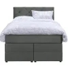 1-Persoons Boxsprings-Leen Bakker Boxspring met opbergruimte Liv geruit - grijs - 120x200 cm
